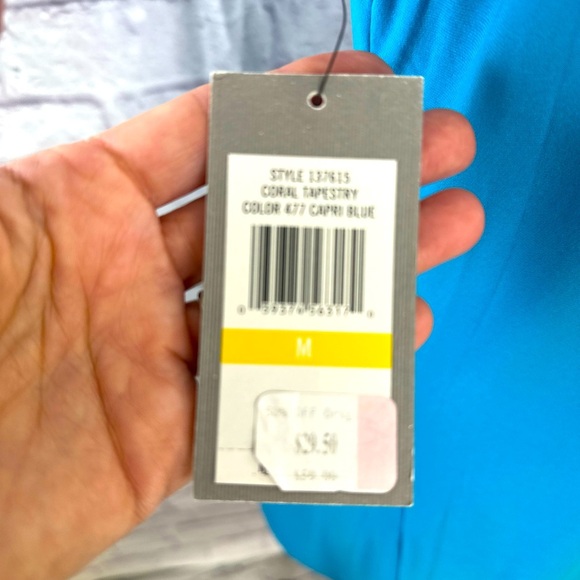 Chaus New York‎ Zip Shoulder Capri Blue Tunic Tank Top – Size M NWT - Picture 5 of 10